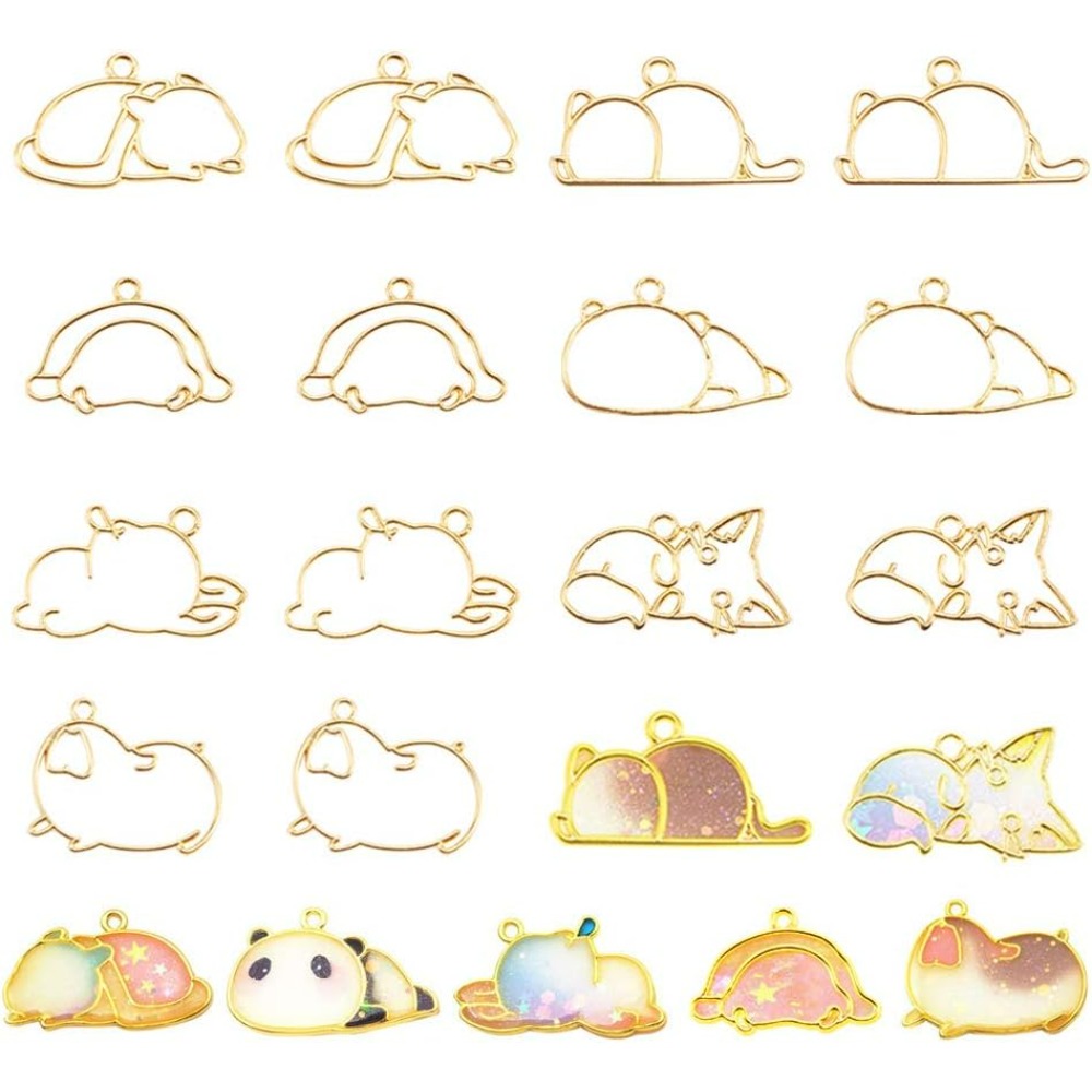 Resin Jewelry Kit - 14szt Hibernator Theme Open Bezel Charms