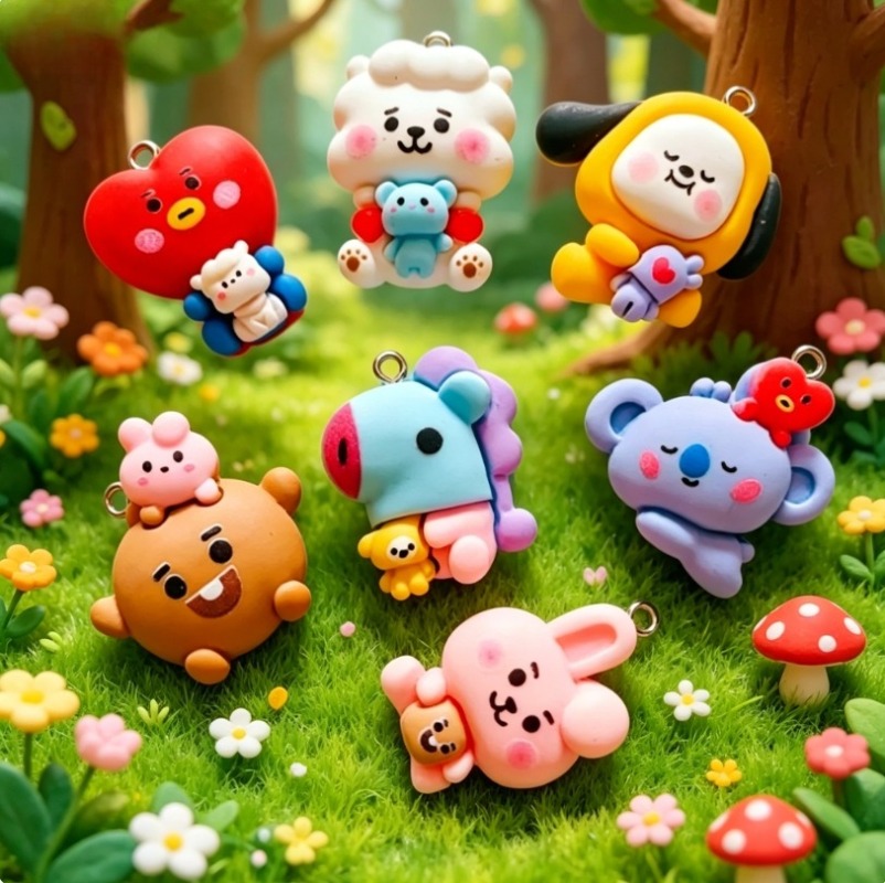 7 szt. BT21 Żywiczne Charmsy z – Resin Craft Material recenzja i cena